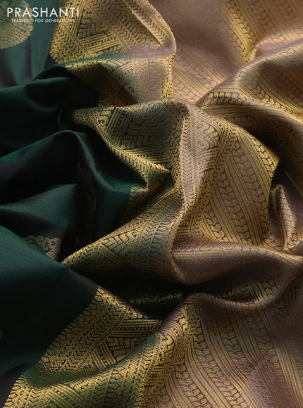 Pure kanchipuram silk saree green and grey with annam zari woven buttas and zari woven border