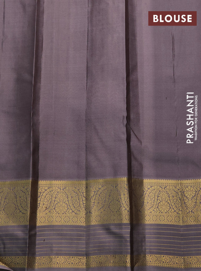 Pure kanchipuram silk saree green and grey with annam zari woven buttas and zari woven border