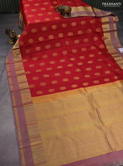 Pure kanchipuram silk saree maroon and dual shade of brown with annam zari woven buttas and zari woven border