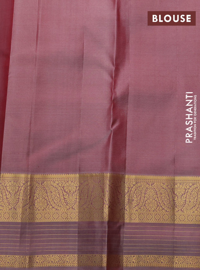 Pure kanchipuram silk saree maroon and dual shade of brown with annam zari woven buttas and zari woven border