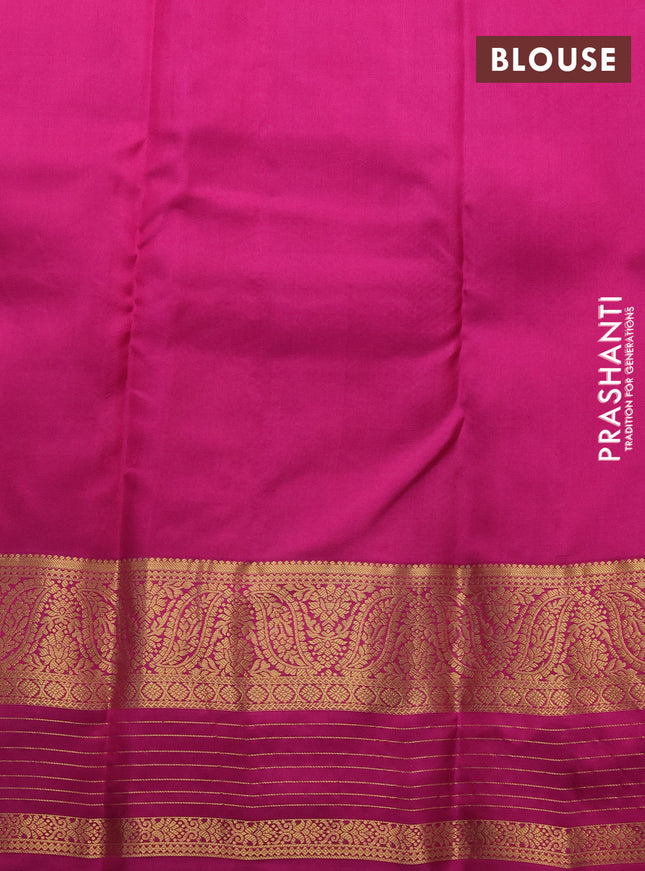Pure kanchipuram silk saree pink and magenta pink with annam zari woven buttas and zari woven border