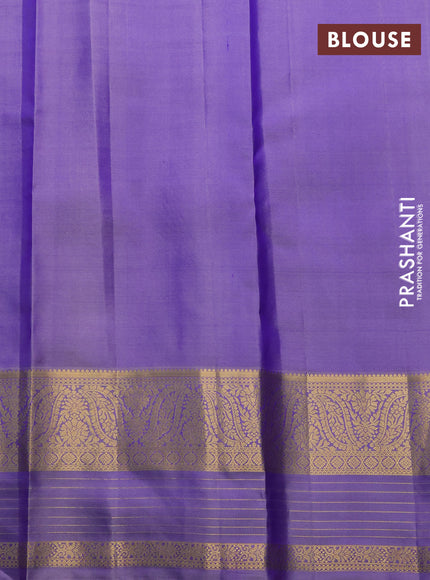 Pure kanchipuram silk saree dual shade of bluish green and lavender with annam zari woven buttas and zari woven border