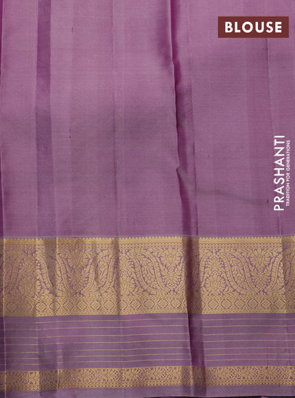 Pure kanchipuram silk saree purple and dual shade of grey with annam zari woven buttas and zari woven border