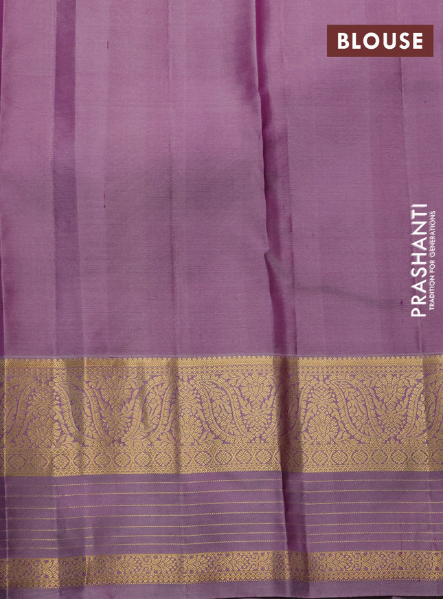 Pure kanchipuram silk saree purple and dual shade of grey with annam zari woven buttas and zari woven border