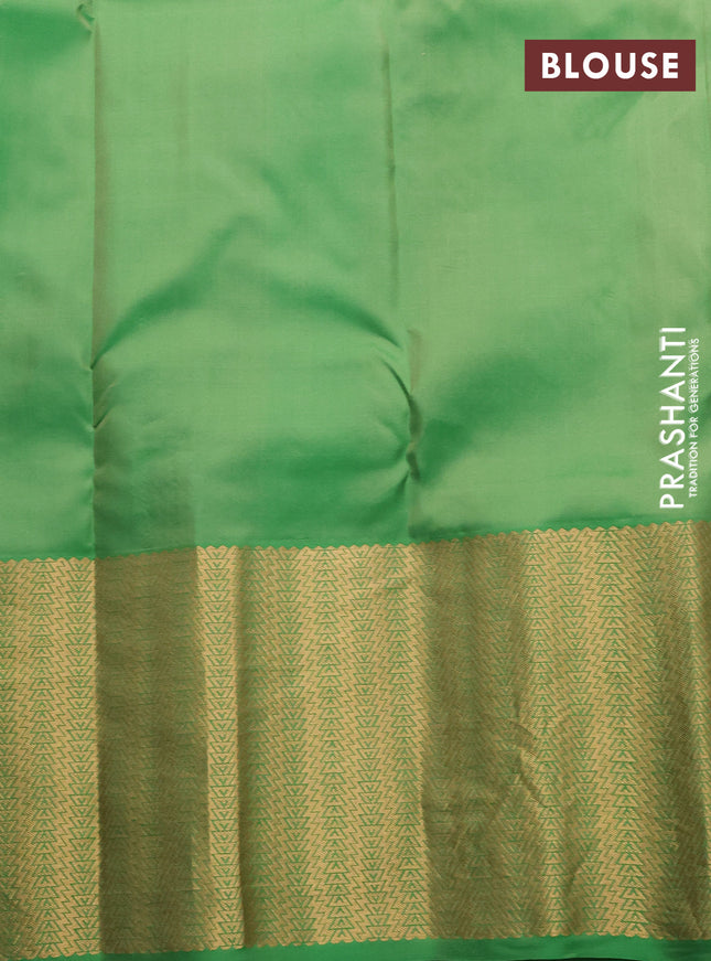 Pure kanchipuram silk saree cream and green with zari woven buttas and zari woven border