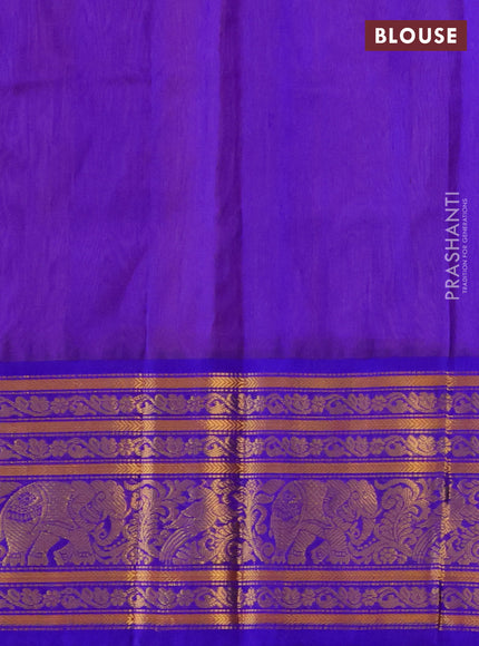 Kuppadam silk cotton saree peach orange and blue with allover zari checked pattern and long zari woven border