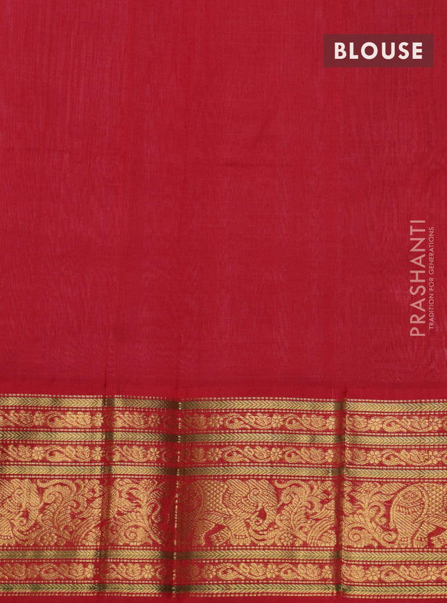 Kuppadam silk cotton saree mauve pink and red with allover zari checked pattern and long zari woven border