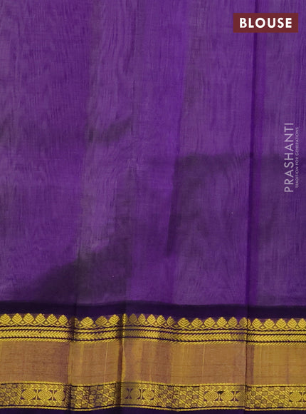 Kuppadam silk cotton saree cream and violet with zari woven rudhraksha buttas and zari woven border
