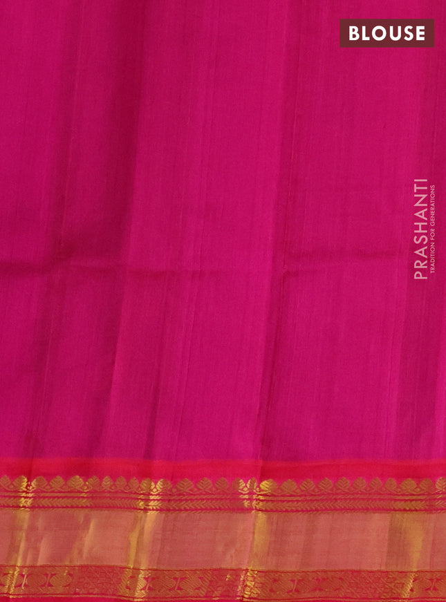 Kuppadam silk cotton saree black and pink with zari woven rudhraksha buttas and zari woven border