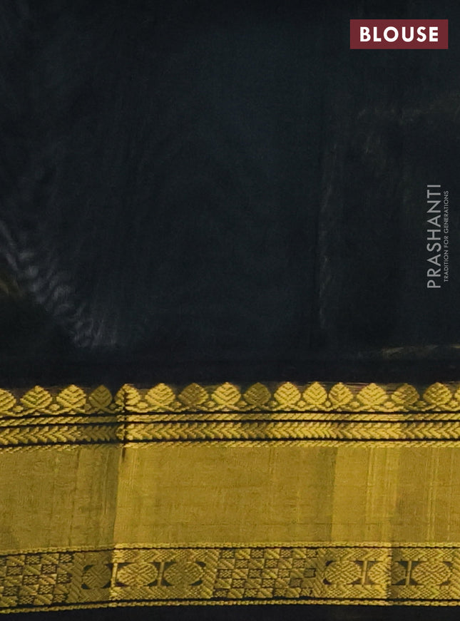 Kuppadam silk cotton saree grey and dark bottle green with zari woven rudhraksha buttas and zari woven border
