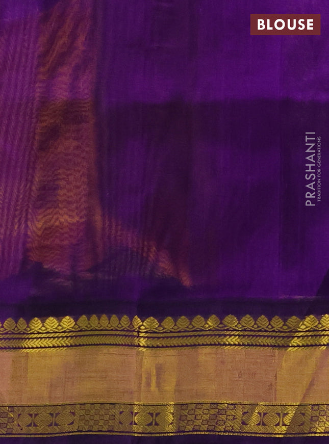 Kuppadam silk cotton saree yellow and violet with zari woven rudhraksha buttas and zari woven border