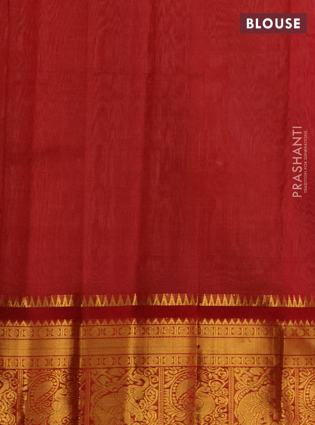 Kuppadam silk cotton saree cream and maroon with allover lakshadeepam weaves and zari woven border