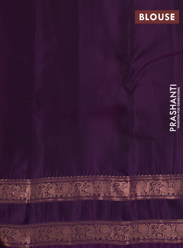 Kanchipuram silk saree grey and purple with allover copper zari weaves & buttas and copper zari woven border