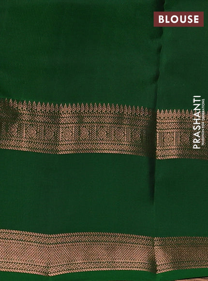 Kanchipuram silk saree elaichi green and green with allover copper zari weaves & buttas and rettapet copper zari woven border