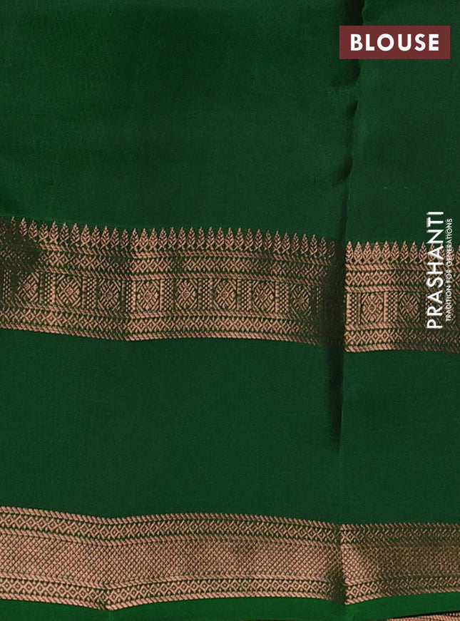 Kanchipuram silk saree elaichi green and green with allover copper zari weaves & buttas and rettapet copper zari woven border