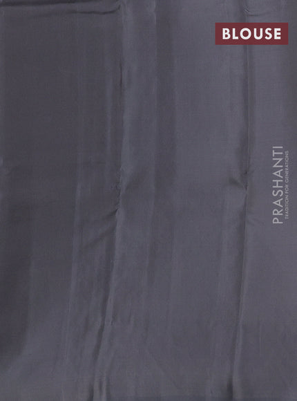 Kanchipuram silk saree grey and black with copper zari woven buttas in borderless style