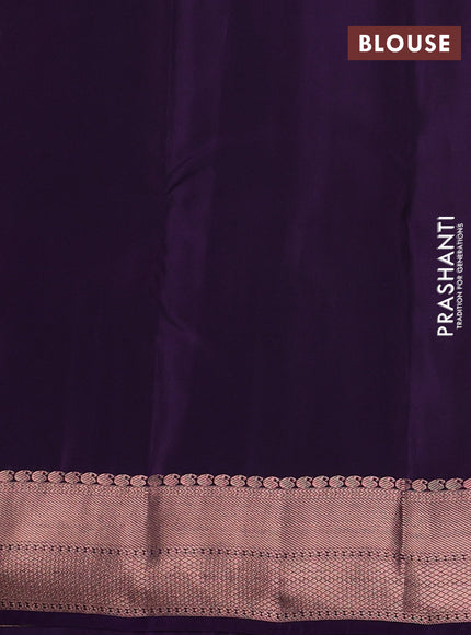 Kanchipuram silk saree grey and purple with allover copper zari weaves and copper zari woven border