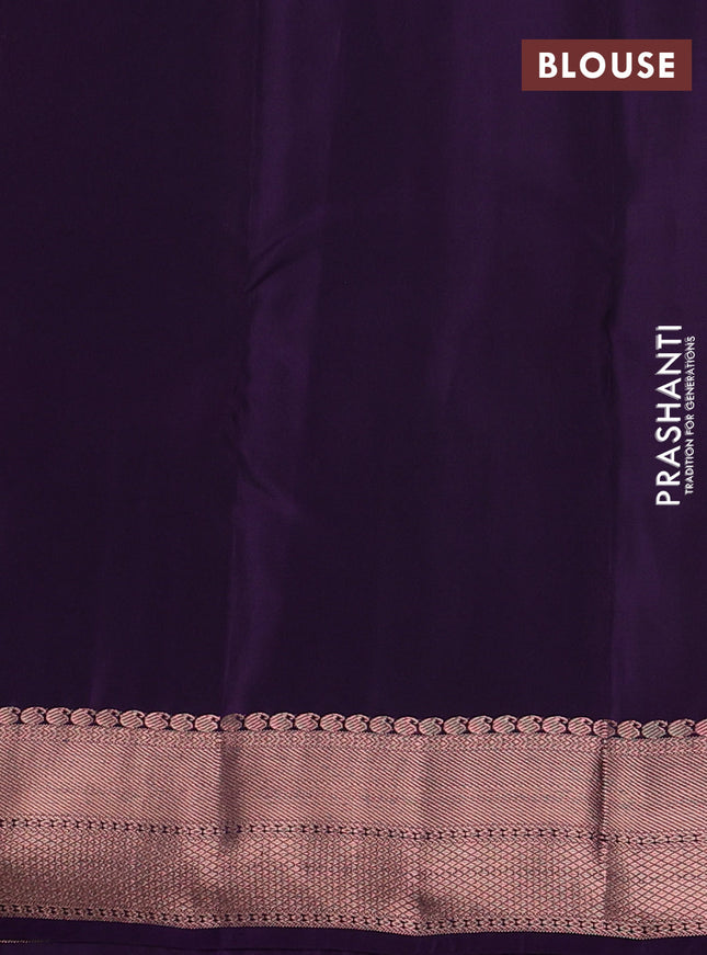 Kanchipuram silk saree grey and purple with allover copper zari weaves and copper zari woven border