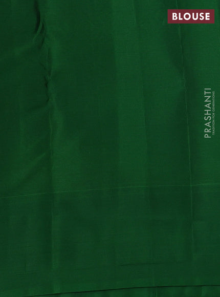 Kanchipuram silk saree elaichi green and green with allover silver zari weaves and simple border