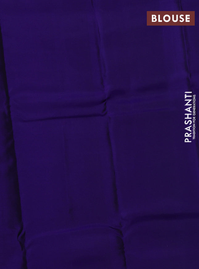 Kanchipuram silk saree teal green and blue with allover copper zari weaves and simple border