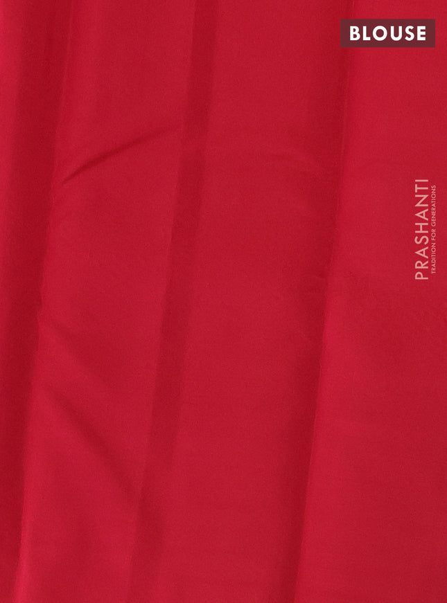 Kanchipuram silk saree bottle green and pinkish orange with allover self emboss & copper zari buttas in borderless style