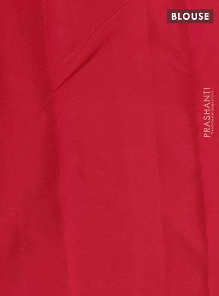 Kanchipuram silk saree blue and reddish pink with allover self emboss & copper zari buttas in borderless style