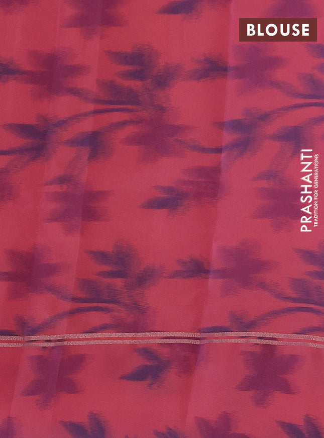 Kanchipuram silk saree pastel peach and peach shade with copper zari weaves & buttas and copper zari woven ikat style border