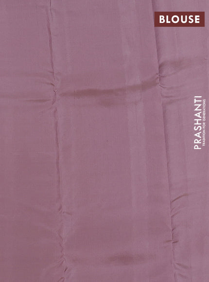 Kanchipuram silk saree maroon and pastel pink with copper zari woven buttas in borderless style