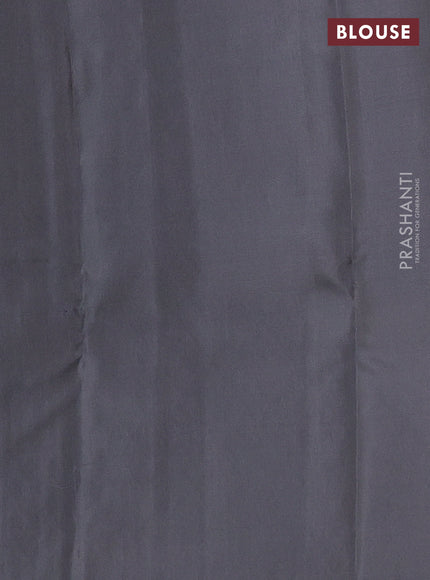 Kanchipuram silk saree violet and grey with copper zari woven buttas in borderless style