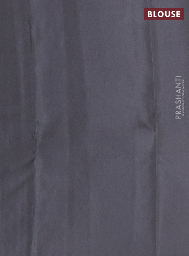 Kanchipuram silk saree violet and grey with copper zari woven buttas in borderless style