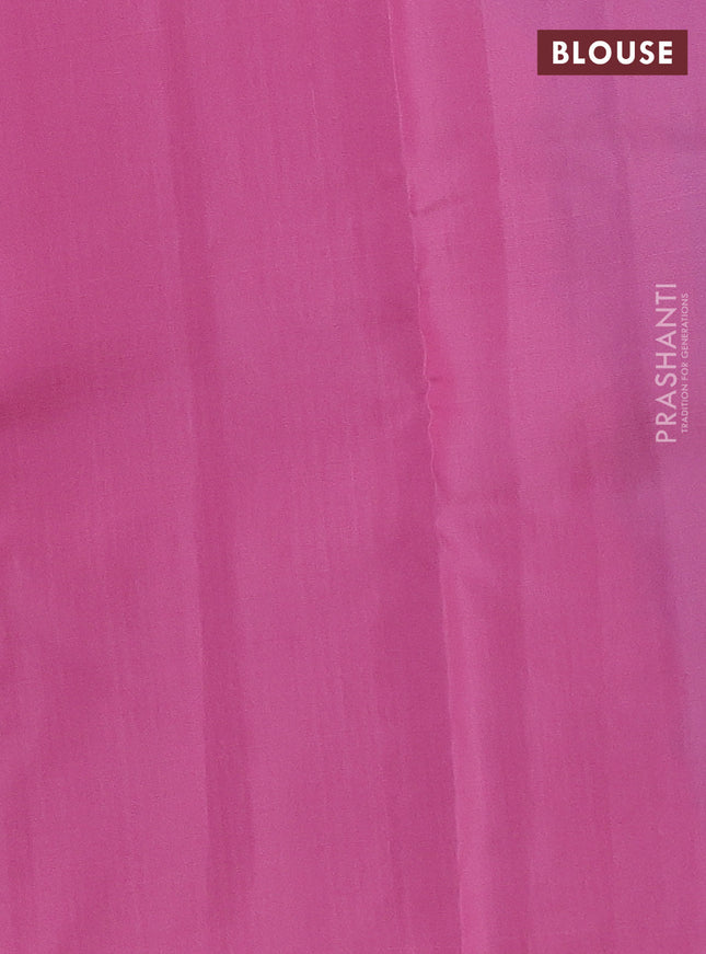 Kanchipuram silk saree teal blue and pink with allover copper zari weaves in borderless style