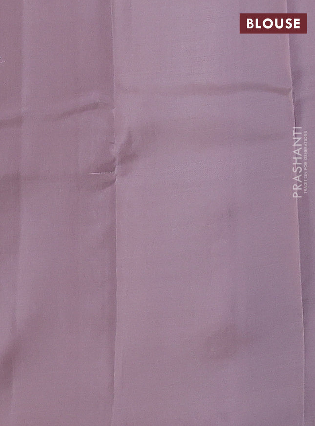 Kanchipuram silk saree purple and pastel pink with allover copper zari weaves in borderless style