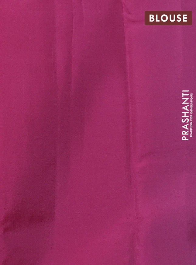 Kanchipuram silk saree cs blue and dark mustard with allover copper zari weaves in borderless style