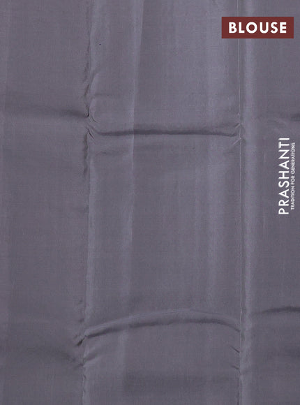 Kanchipuram silk saree dark blue and grey with allover copper zari weaves in borderless style