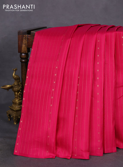 Kanchipuram silk saree dark pink and grey with allover copper zari weaves in borderless style