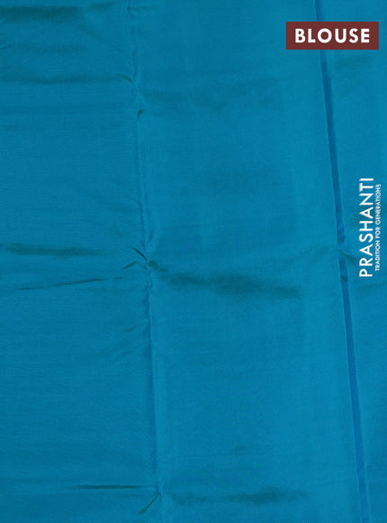 Kanchipuram silk saree grey and teal green with allover copper zari weaves & buttas in borderless style