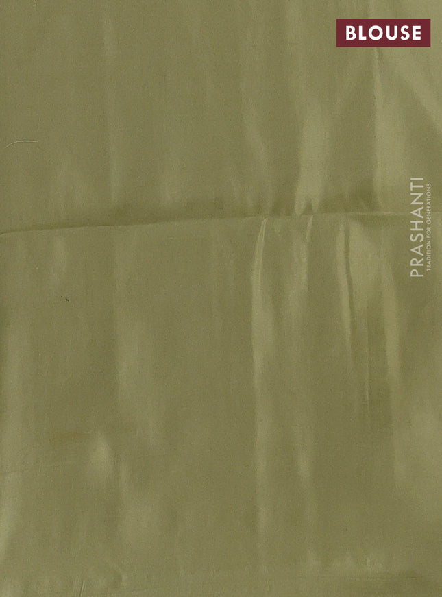 Kanchipuram silk saree pastel purple and green with allover copper zari weaves in borderless style