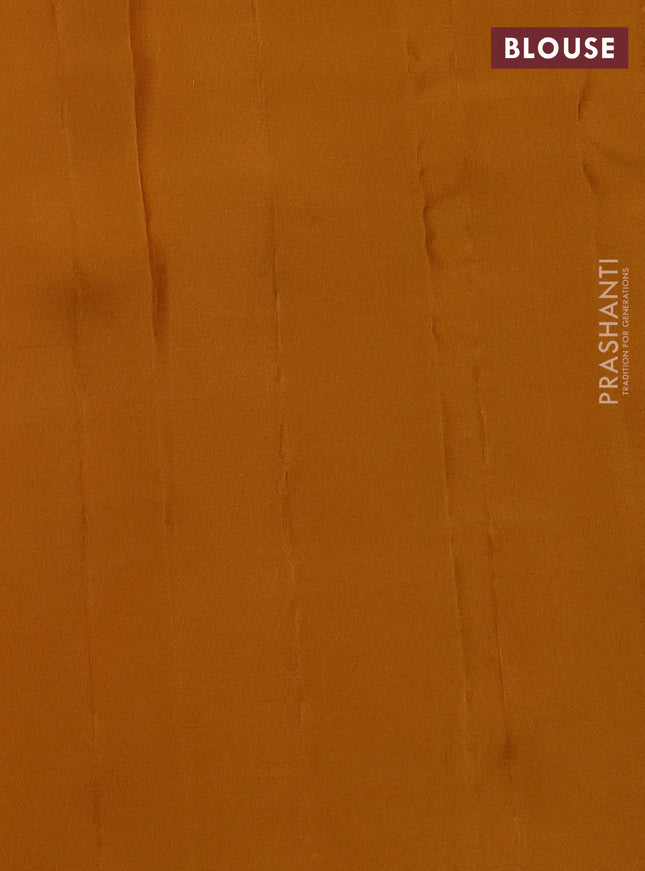 Kanchipuram silk saree purple and dark mustard with allover copper zari weaves in borderless style