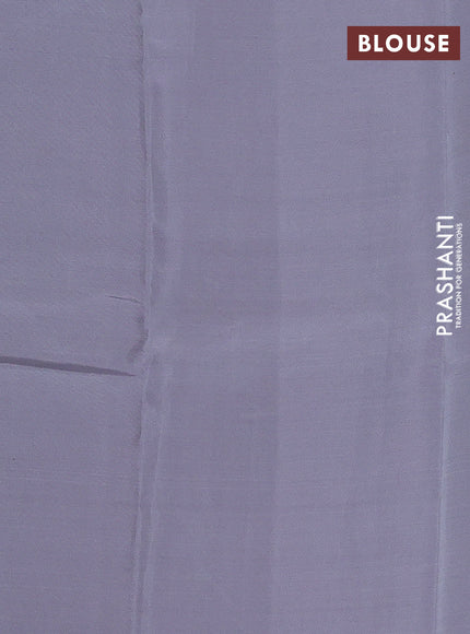 Kanchipuram silk saree dual shade of pink and grey with allover copper zari weaves in borderless style