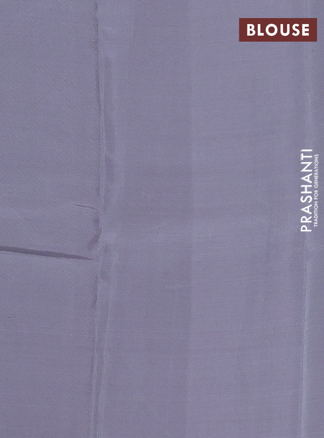 Kanchipuram silk saree dual shade of pink and grey with allover copper zari weaves in borderless style