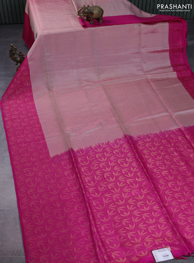 Kanchipuram soft silk saree pastel pink and pink with allover zari weaves and rich zari woven border