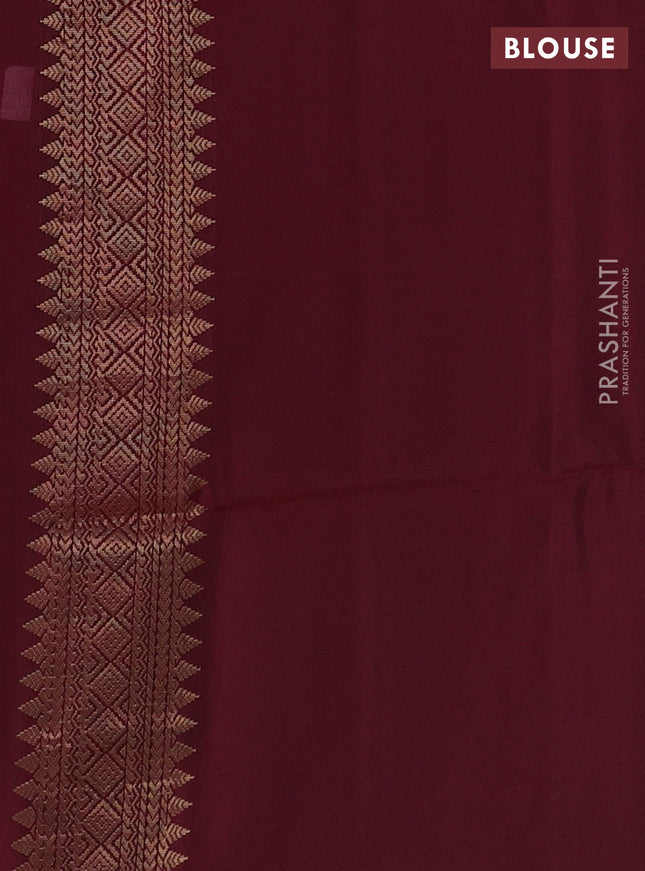 Kanchipuram soft silk saree green and maroon with peacock zari woven buttas and zari woven butta border
