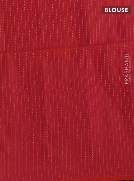 Kanchipuram soft silk saree cs blue and dual shade of pinkish orange with allover zari weaves in borderless style