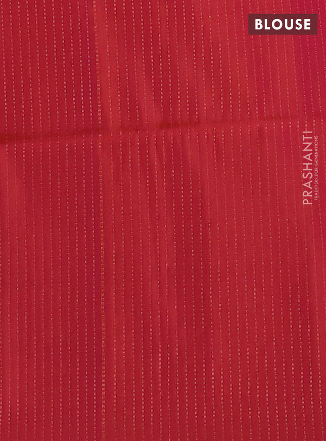 Kanchipuram soft silk saree yellow and dual shade of pinkish orange with allover zari weaves in borderless style