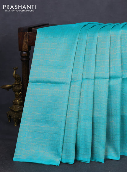 Kanchipuram soft silk saree teal blue and maroon with allover zari weaves & buttas in borderless style