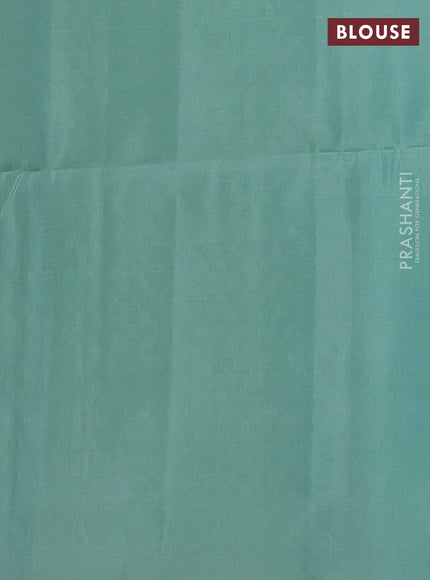 Kanchipuram soft silk saree teal blue and pastel green with allover zari weaves & buttas in borderless style