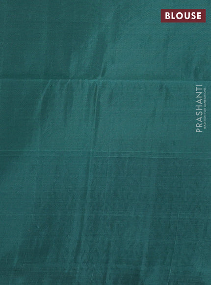 Kanchipuram soft silk saree peacock green with allover zari weaves in borderless style