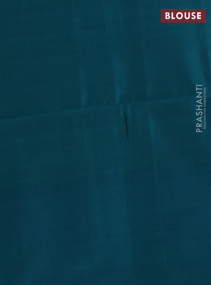 Kanchipuram soft silk saree dark magenta pink and teal green shade with allover zari woven buttas and rich zari woven border