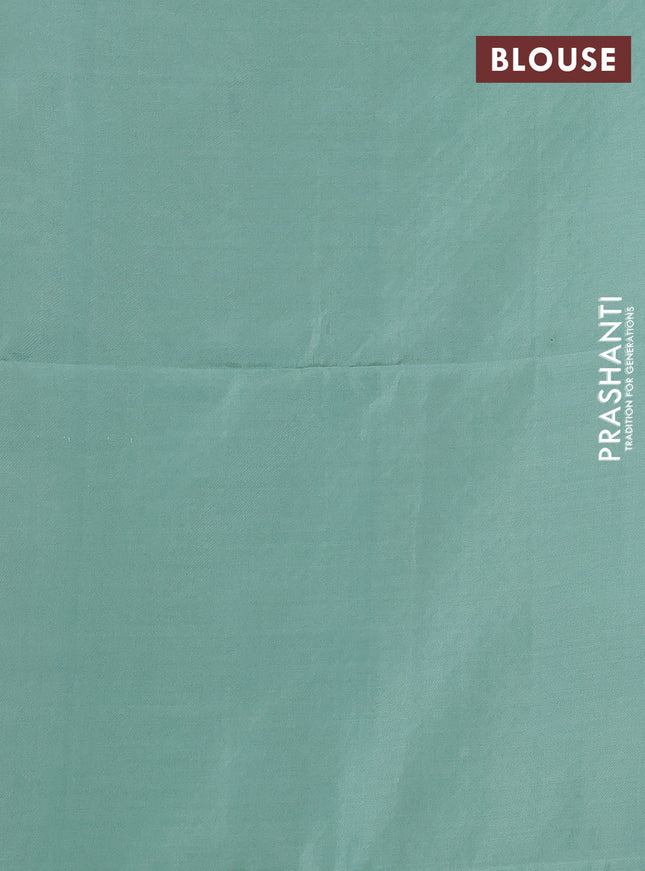 Kanchipuram soft silk saree light pink and pastel green with allover zari weaves in borderless style