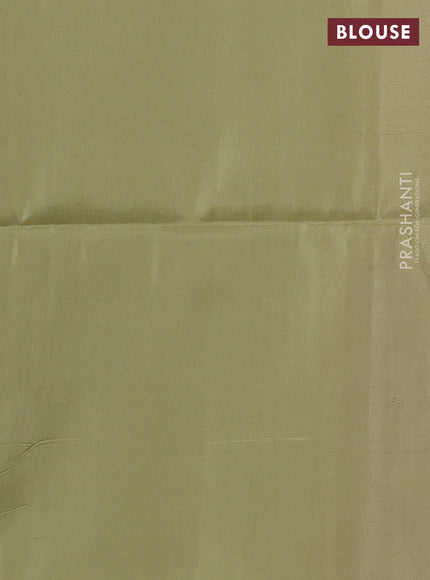 Kanchipuram soft silk saree red and pista green with zari woven buttas in borderless style